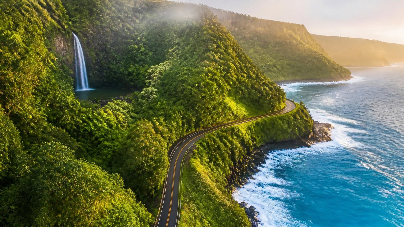 Road to Hana, Maui — winding coastal highway through Hawaiian rainforest